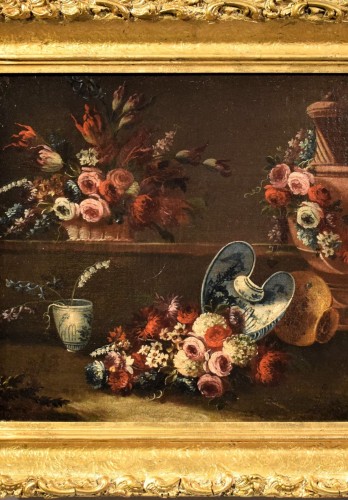 Paintings & Drawings  - Still life with flower pots - Gaspare López (1677- 1732)